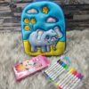 Ghiozdan gradinita elefant+carioci+creioane colorate